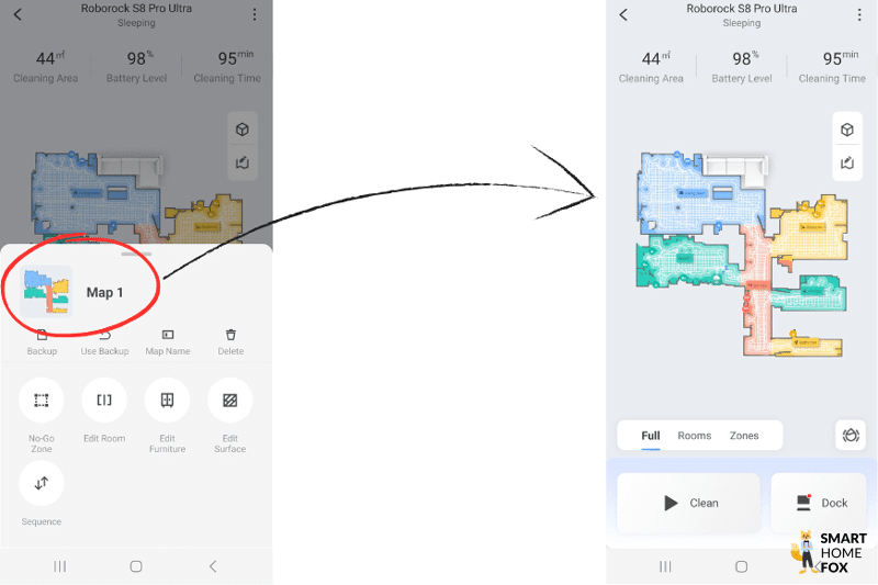 Карту квартиры можно увидеть в приложении Roborock S8 Pro Ultra.